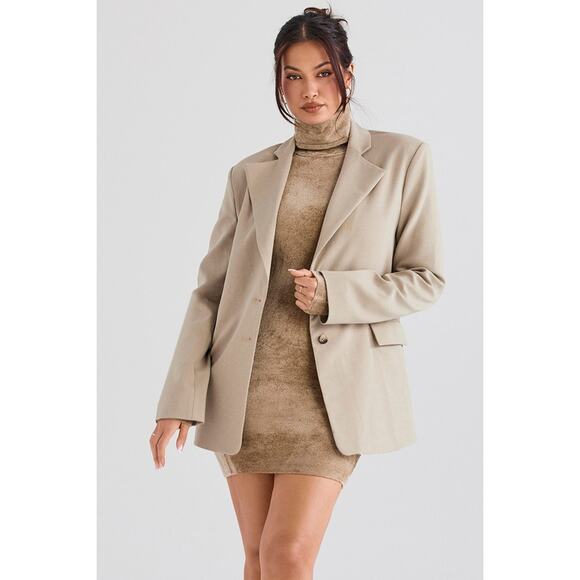 House of CB Aline Mink Oversized Blazer Jacket Size S Small - Picture 2 of 10